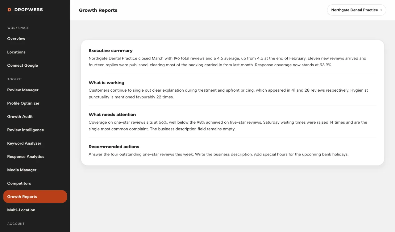Report summary for the owner