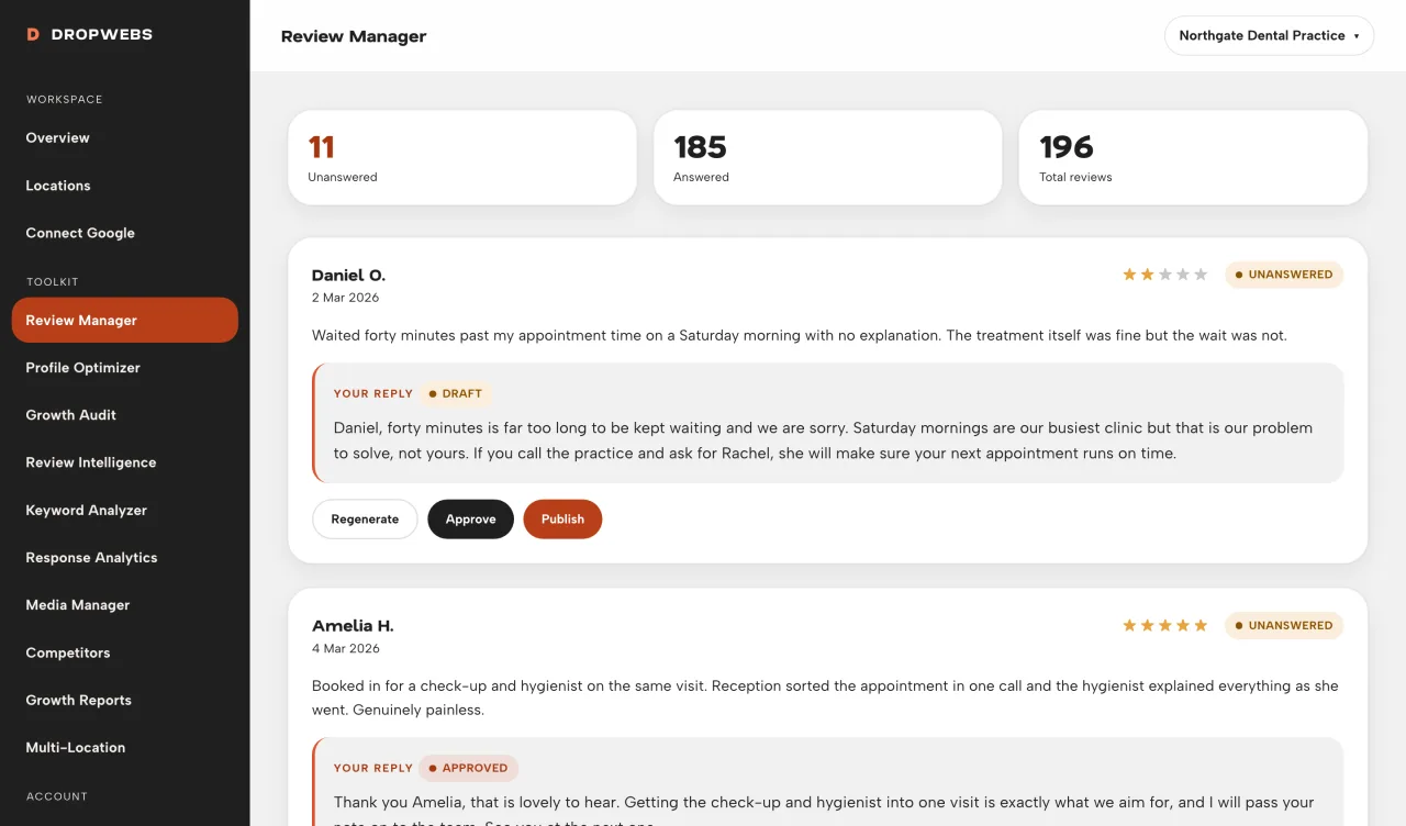 Reply draft editor in Review Manager
